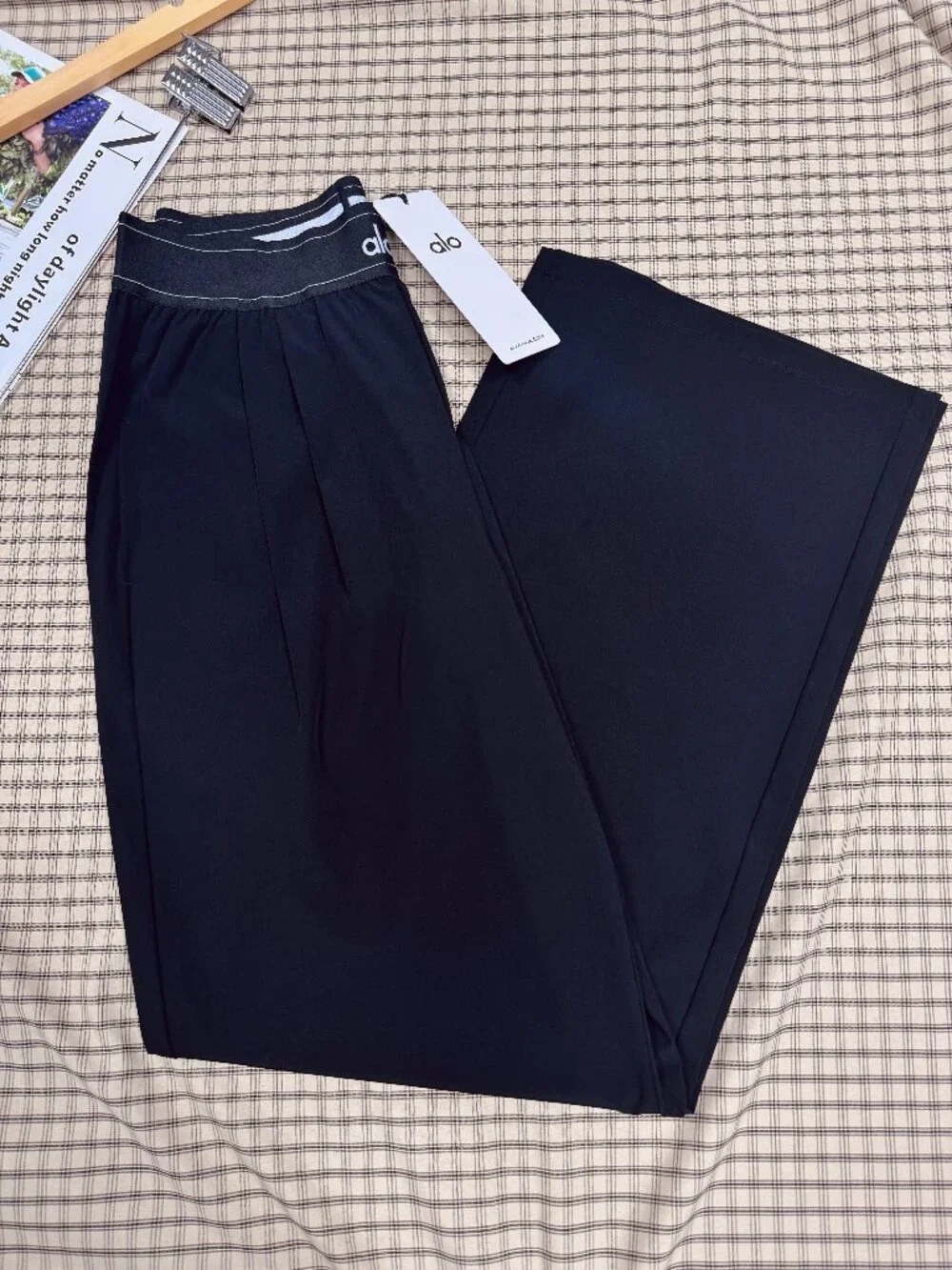 ALO Yoga Suit Up Trouser Black ✨ Regular | Relaxed Fit Wide Leg Pants